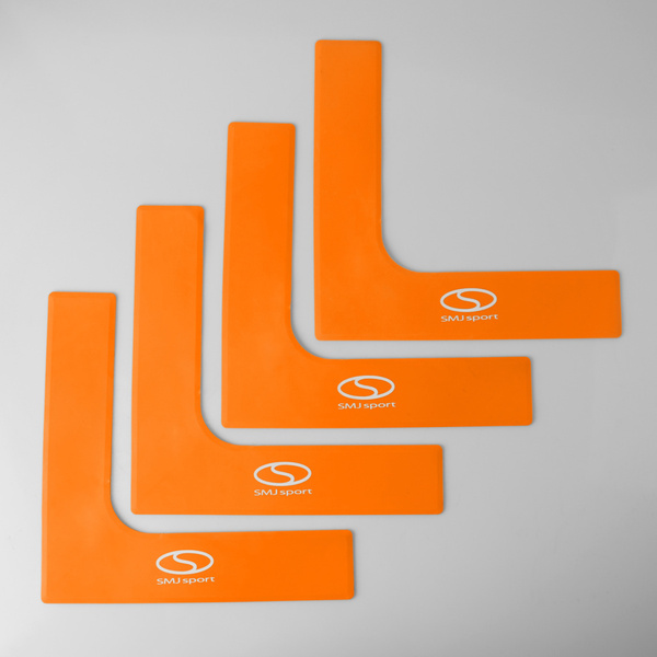 Płaskie znaczniki pola - narożniki 25x25 cm 4 szt. jaskrawe pomarańczowe SMJ sport ZPN-O
