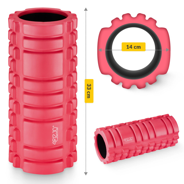 Wałek do masażu z wypustkami EVA 33 cm różowy