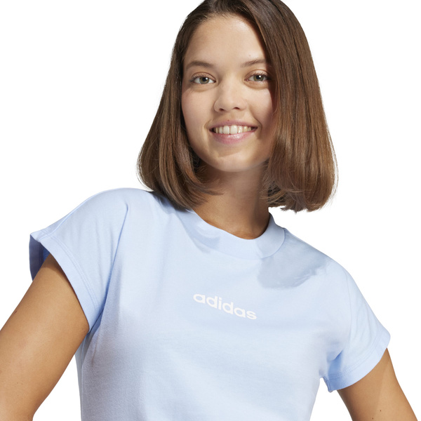 Koszulka damska adidas Essentials Linear Cotton błękitna