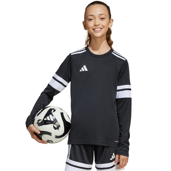 Koszulka dla dzieci adidas Squadra 25 Long Sleeve Jersey czarno-biała JJ0047