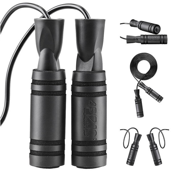 Skakanka z antypoślizgowymi rączkami 4fizjo BASIC 280cm czarna