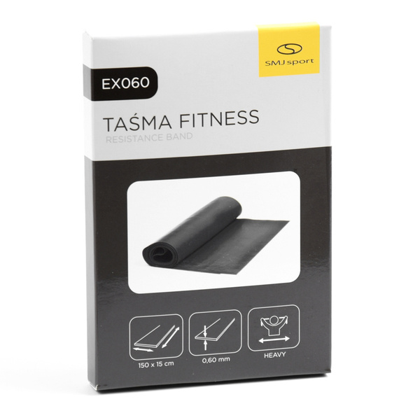 Taśma guma oporowa fitness HEAVY czarna 0.6 mm / SMJ sport EX060