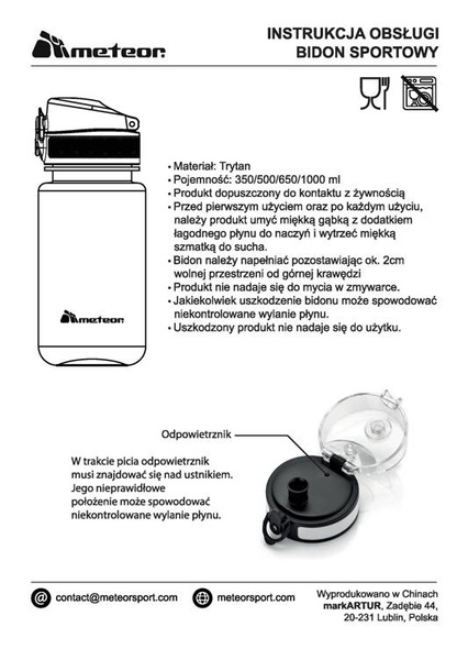 Bidon sportowy Meteor 650 ml pomarańczowy
