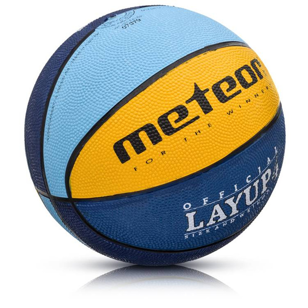 Piłka do koszykówki Meteor LAYUP niebiesko-żółta rozmiar 4