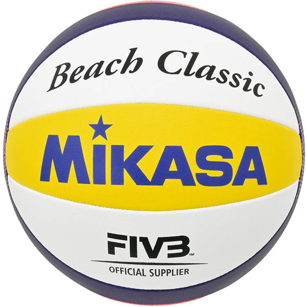 Piłka siatkowa plażowa Mikasa Beach Classic biało-żółto-niebieska BV551C