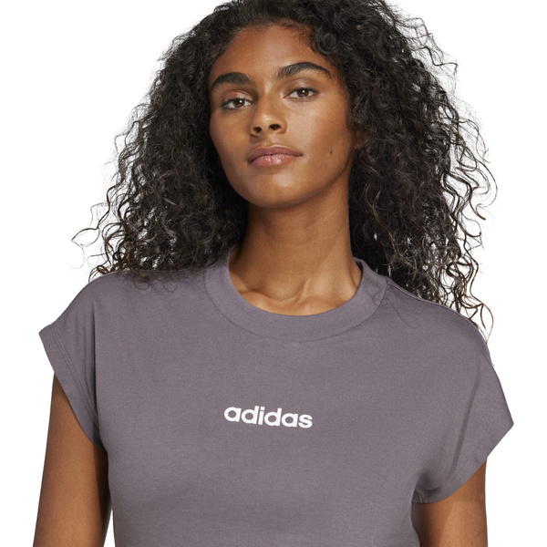 Koszulka damska adidas Essentials Linear Cotton ciemnoszara JC8236