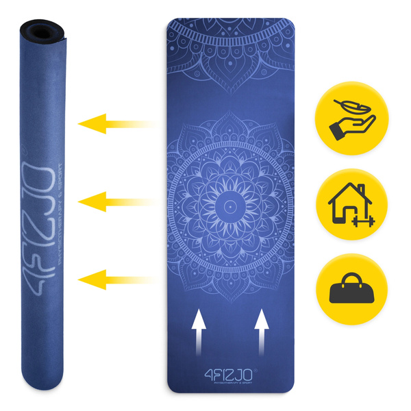 Mata do ćwiczeń fitness, jogi 183x61cm1,5mm niebieska
