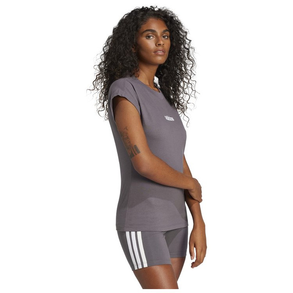Koszulka damska adidas Essentials Linear Cotton ciemnoszara JC8236