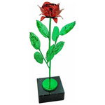 Statuetka metalowa Róża czerwono-zielona błyszcząca