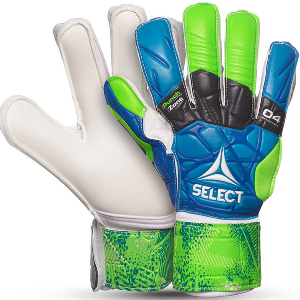Rękawice bramkarskie Select 04 Protection Flat Cut 2019 niebiesko zielono białe