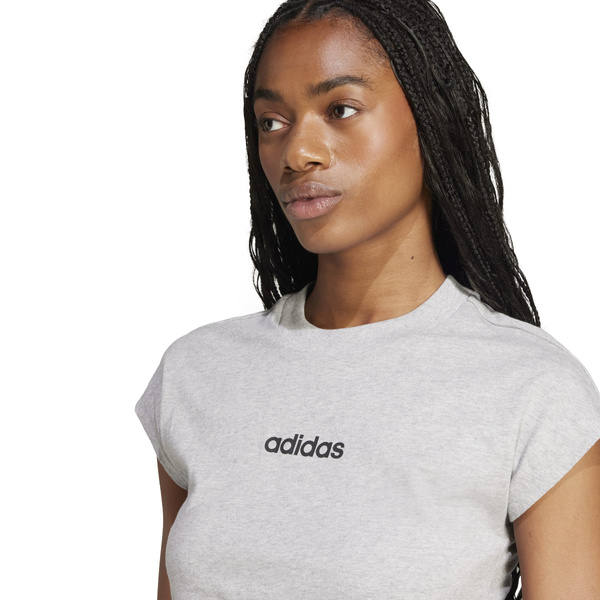 Koszulka damska adidas Essentials Linear Cotton szara