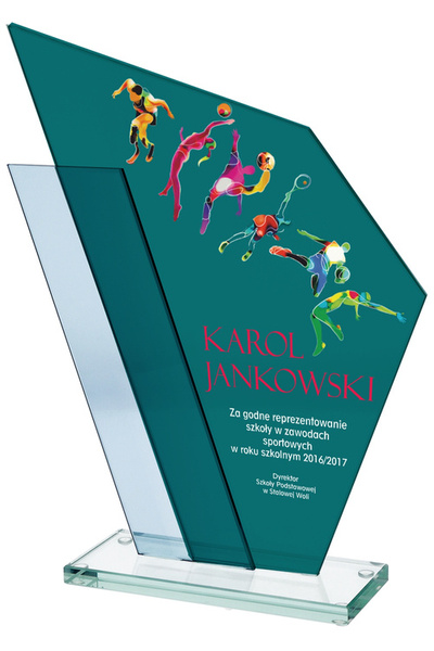 Trofeum szklane 22cm z nadrukiem kolorowym LuxorJet GS615
