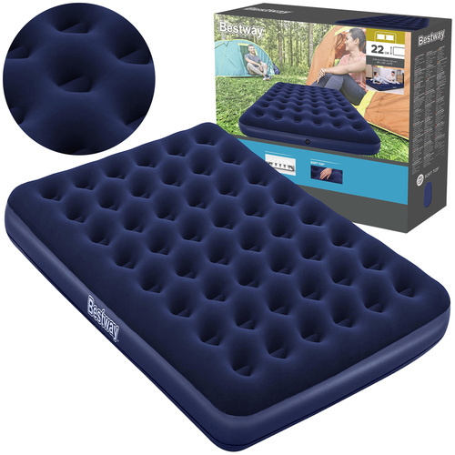 Materac welurowy dwuosobowy 203x152x22cm BESTWAY granatowy