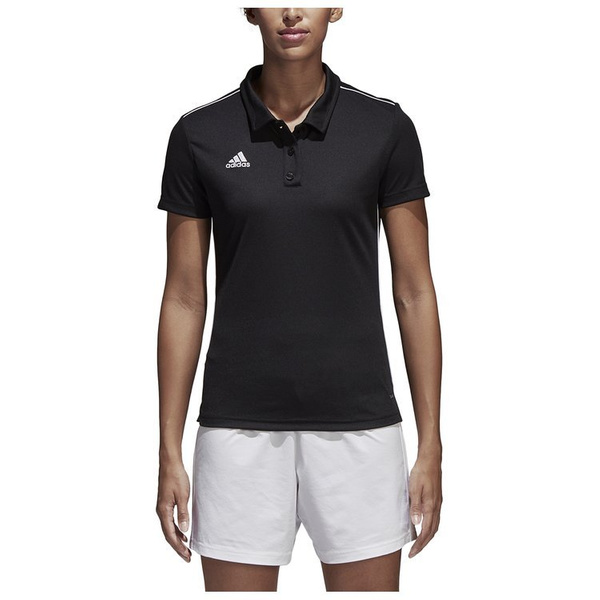 Koszulka damska polo adidas Core 18 Climalite czarna poliestrowa