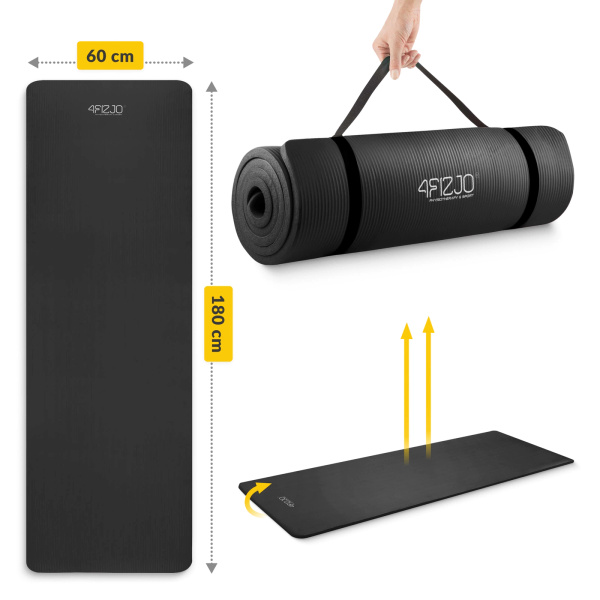 Mata fitness, do ćwiczeń, jogi NBR 1,5cm czarna