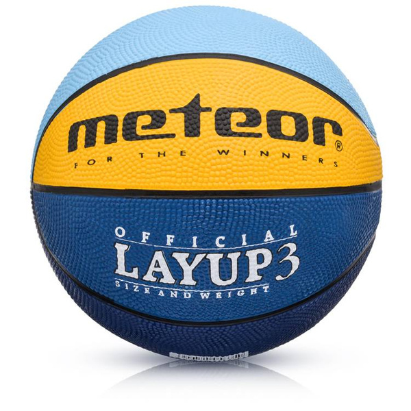 Piłka koszykowa Meteor LayUp 3 błękitno-żółto-niebieska 07082