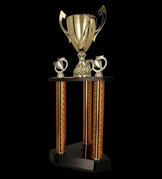 Puchar metalowy piętrowy złoty - DAMARI H-87cm, R-180mm 3131