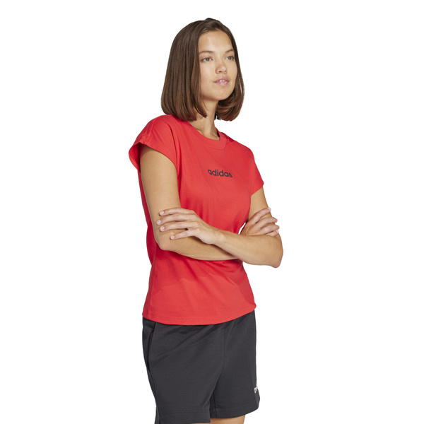 Koszulka damska adidas Essentials Linear Cotton czerwona JG8661