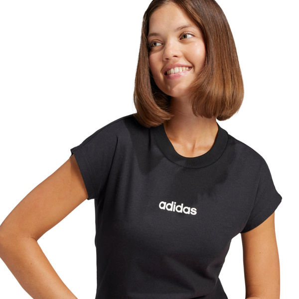 Koszulka damska adidas Essentials Linear Cotton czarna JC8238