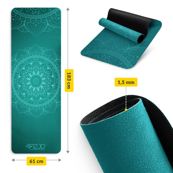 Mata do ćwiczeń fitness, jogi 183x61cm1,5mm zielona