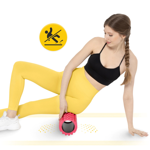 Wałek do masażu z wypustkami EVA 33 cm różowy