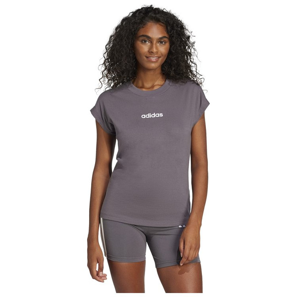 Koszulka damska adidas Essentials Linear Cotton ciemnoszara JC8236