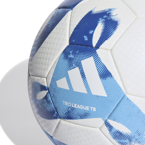 Piłka nożna adidas Tiro League Thermally Bonded biało-niebieska HT2429