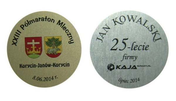 Nadruk UV na emblemacie - dedykacja medalu  50mm