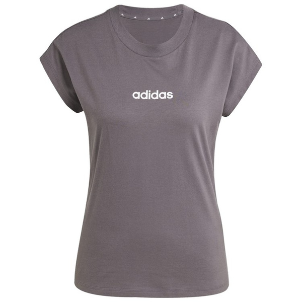 Koszulka damska adidas Essentials Linear Cotton ciemnoszara JC8236
