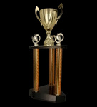 Puchar metalowy piętrowy złoty - DAMARI H-87cm, R-180mm 3131